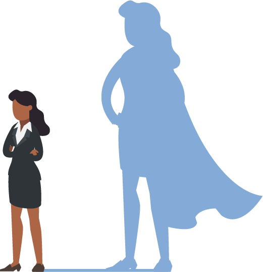 woman and superhero shadow - graphic