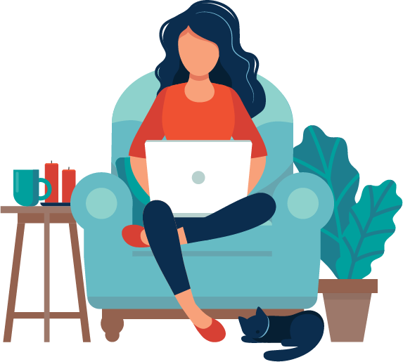 woman sitting with laptop - graphic